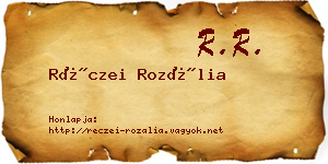 Réczei Rozália névjegykártya